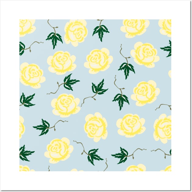 Yellow & Blue Floral Pattern Wall Art by FloralPatterns